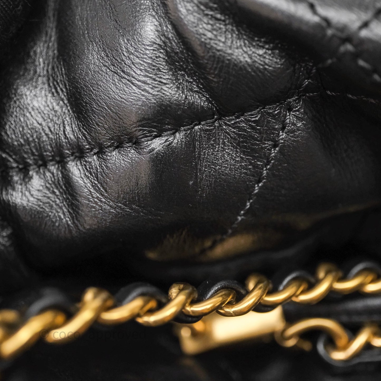 Chanel 22 Mini Bag Black Crumpled Calfskin Aged Gold Hardware