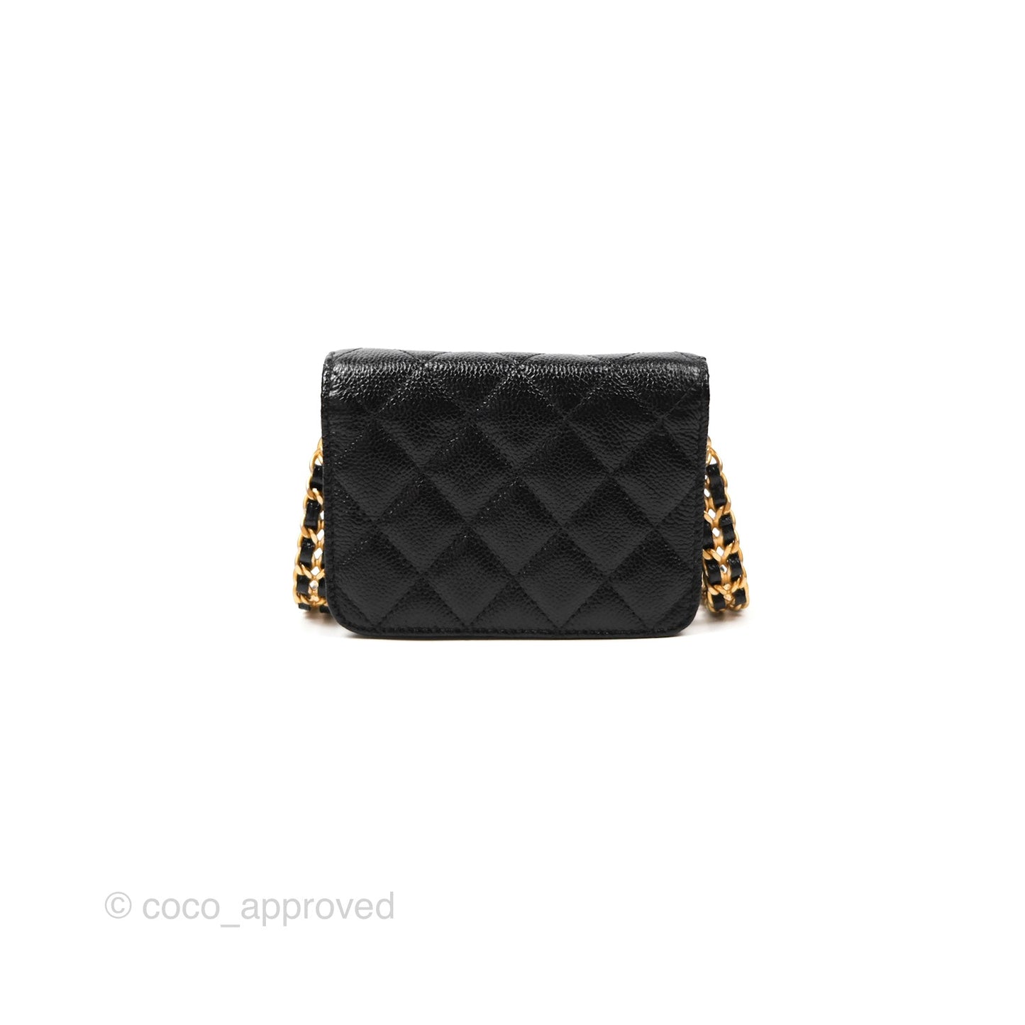 Chanel Clutch With Chain Black Shiny Caviar Aged Gold Hardware