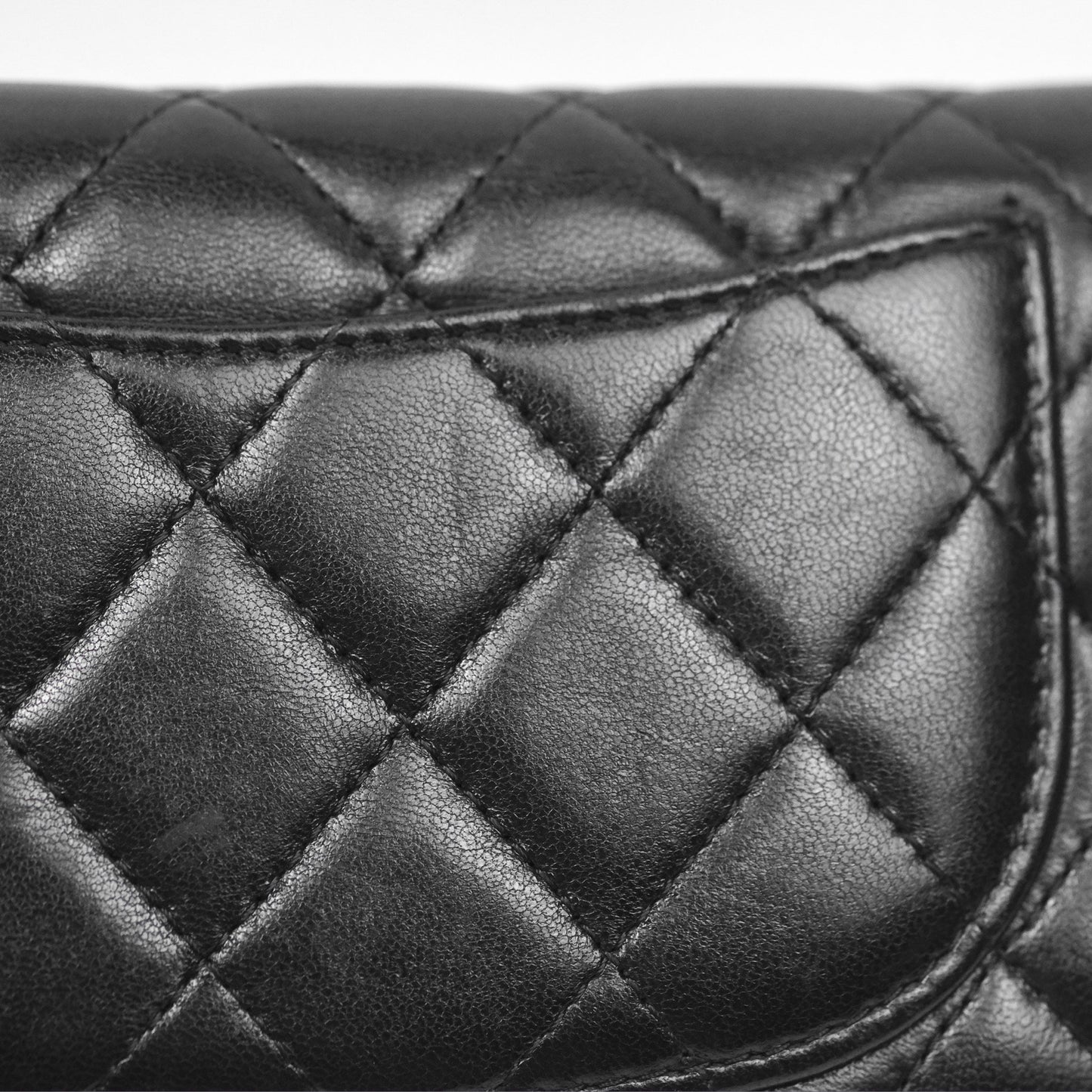 Chanel Classic Quilted Long Wallet Black Lambskin Silver Hardware