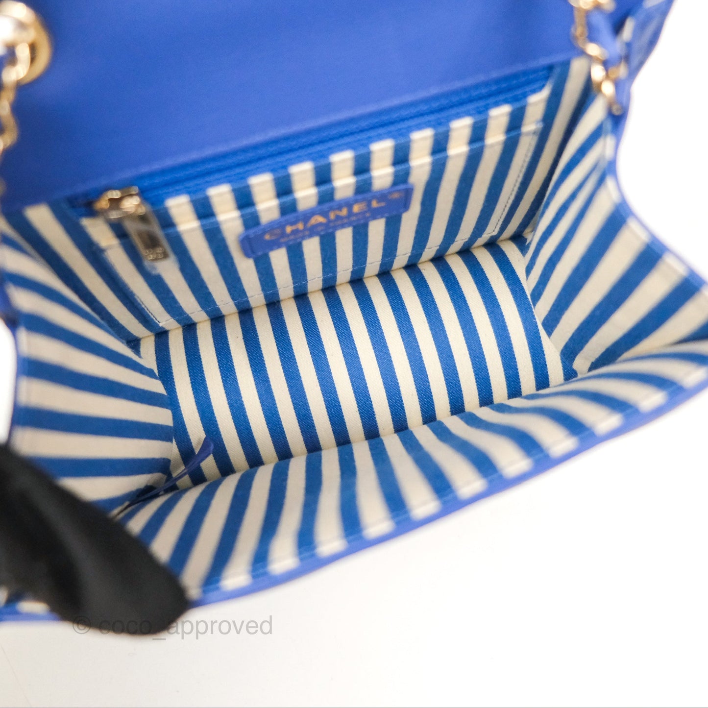 Chanel Chevron Square Envelope Flap Bag Royal Blue 19C