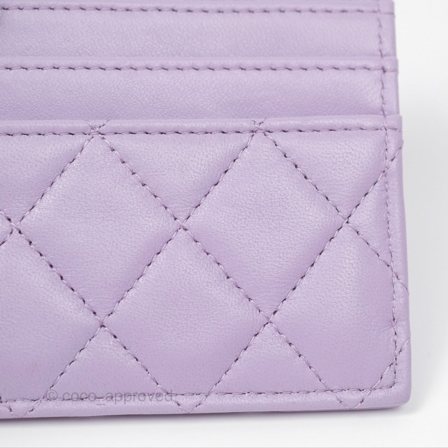 Chanel Pearl CC Zipped Card Holder Lilac Lambskin Gold Hardware 24P
