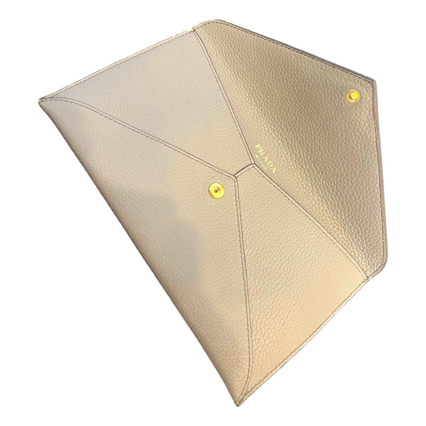 Luxury PradaGrey Vitello Grain Leather Long Envelope Wallet
