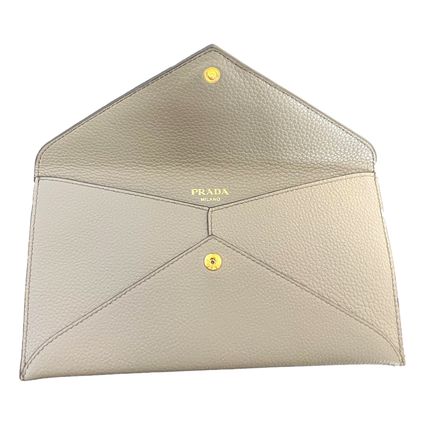 Luxury PradaGrey Vitello Grain Leather Long Envelope Wallet