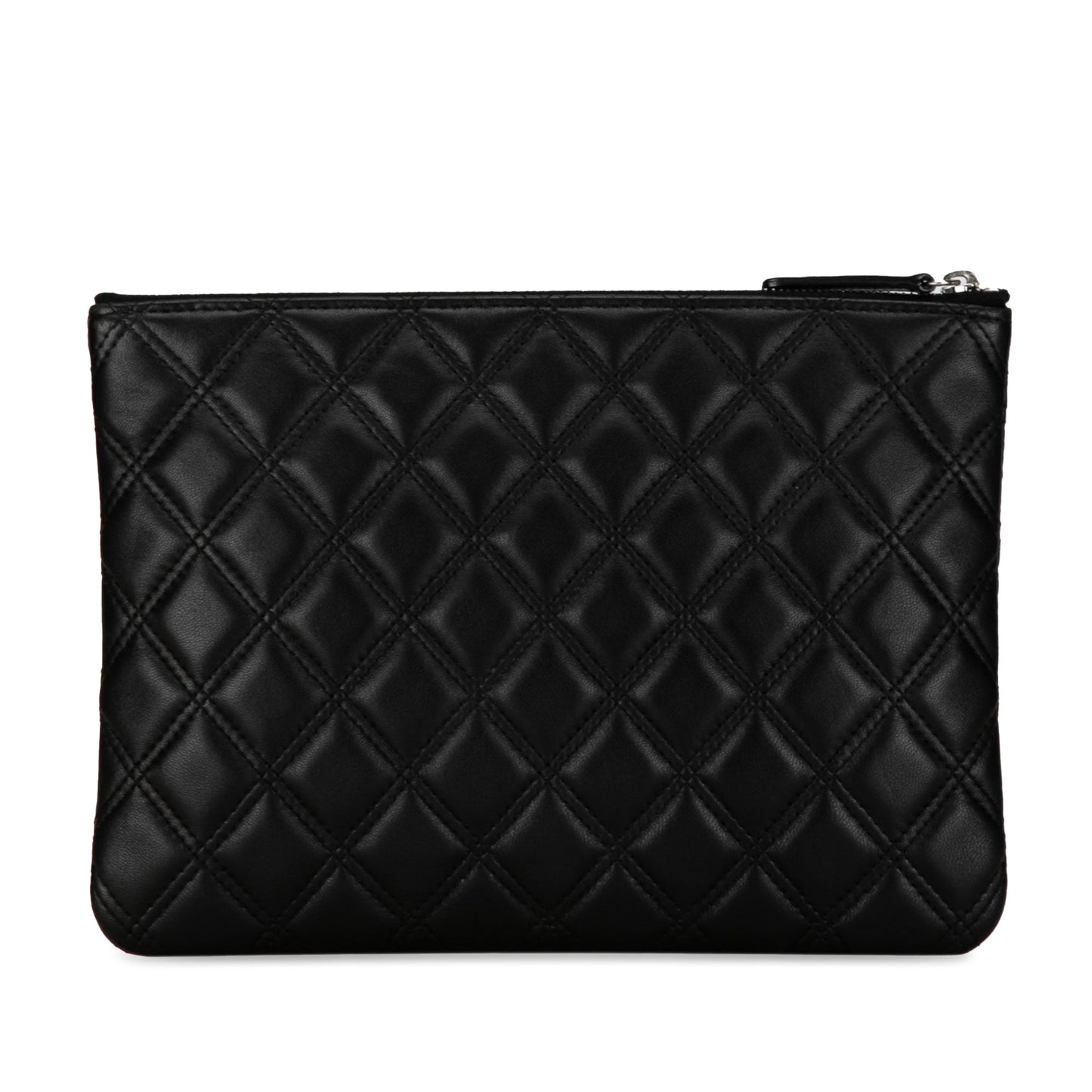 CHANEL Lambskin Double Stitch Cosmetic Case Clutch Bag