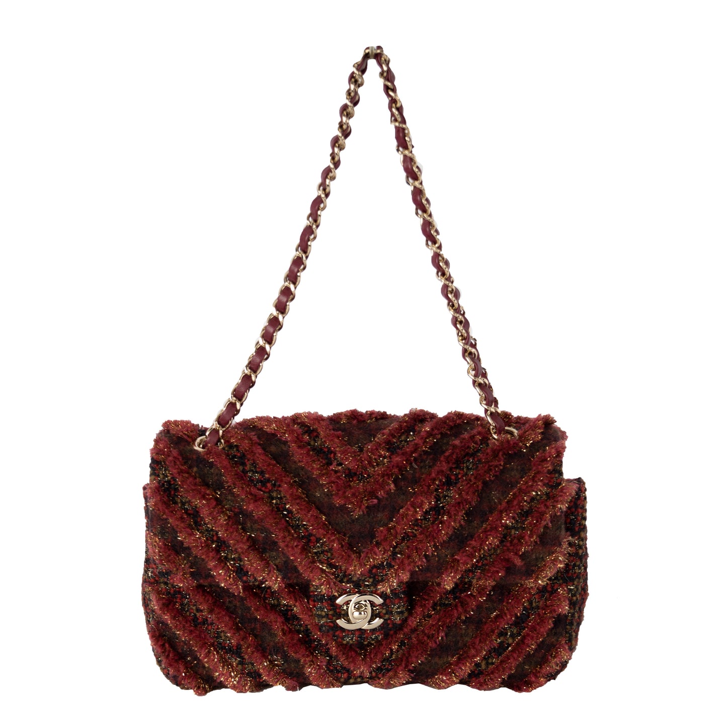 CHANEL Chanel Red Tweed Flap Bag