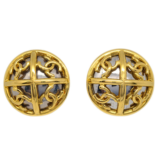 Luxury Chanel Button Earrings Gold Clip-On 93P/2939