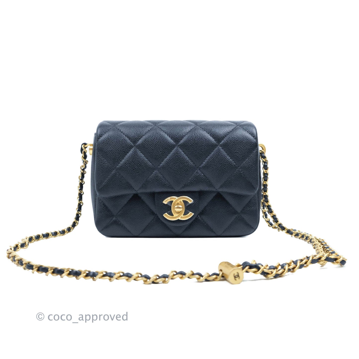Chanel Quilted My Perfect Mini Iridescent Black Caviar Aged Gold Hardware 21K