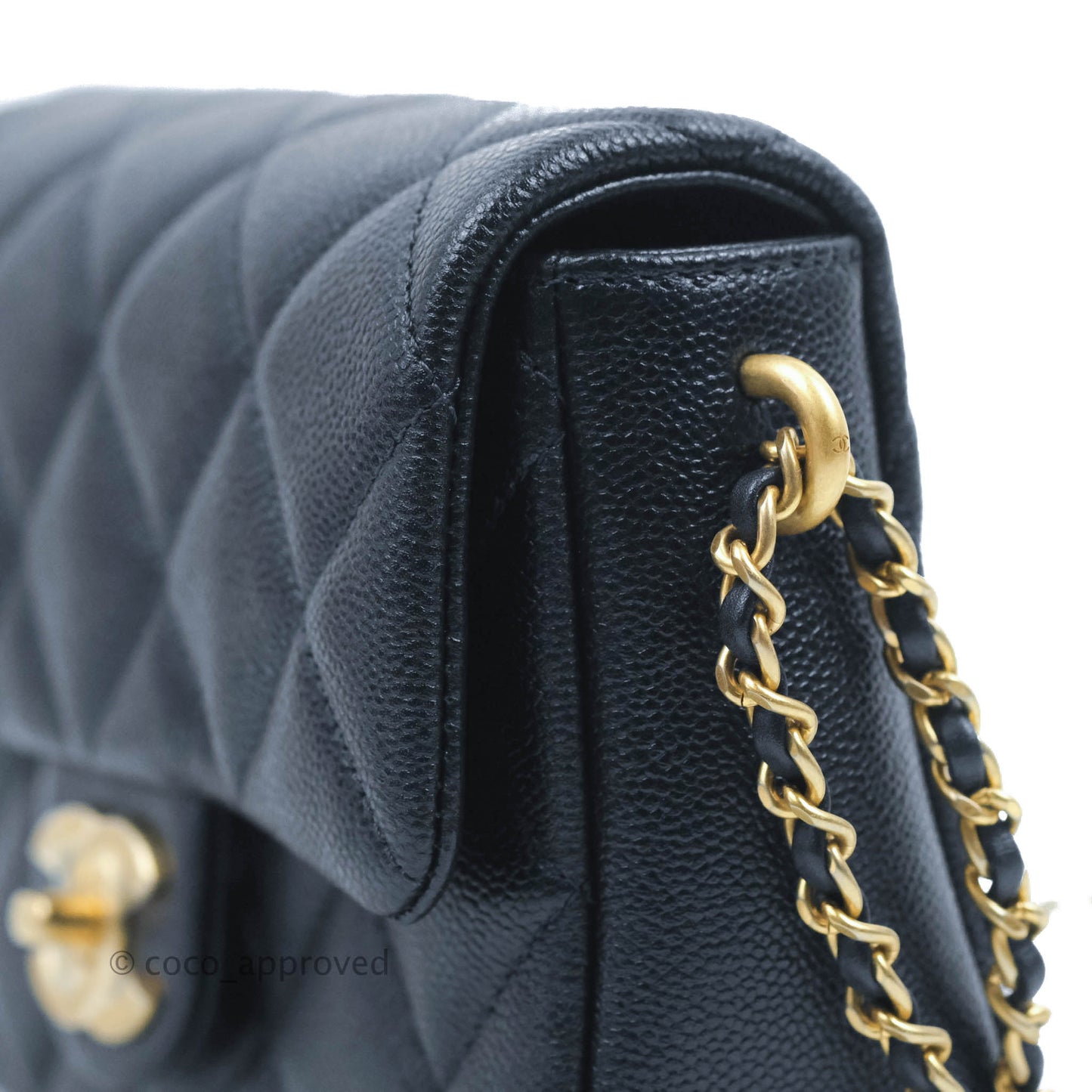 Chanel Quilted My Perfect Mini Iridescent Black Caviar Aged Gold Hardware 21K
