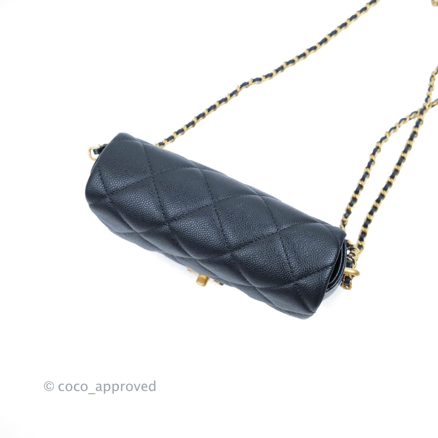 Chanel Quilted My Perfect Mini Iridescent Black Caviar Aged Gold Hardware 21K