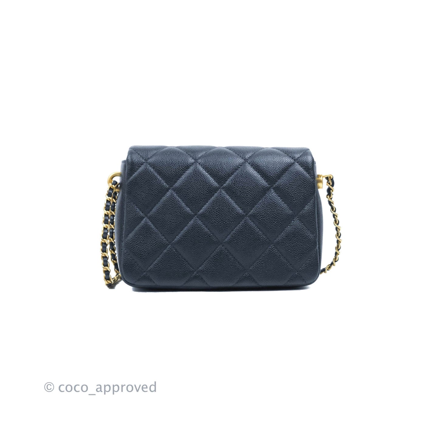 Chanel Quilted My Perfect Mini Iridescent Black Caviar Aged Gold Hardware 21K