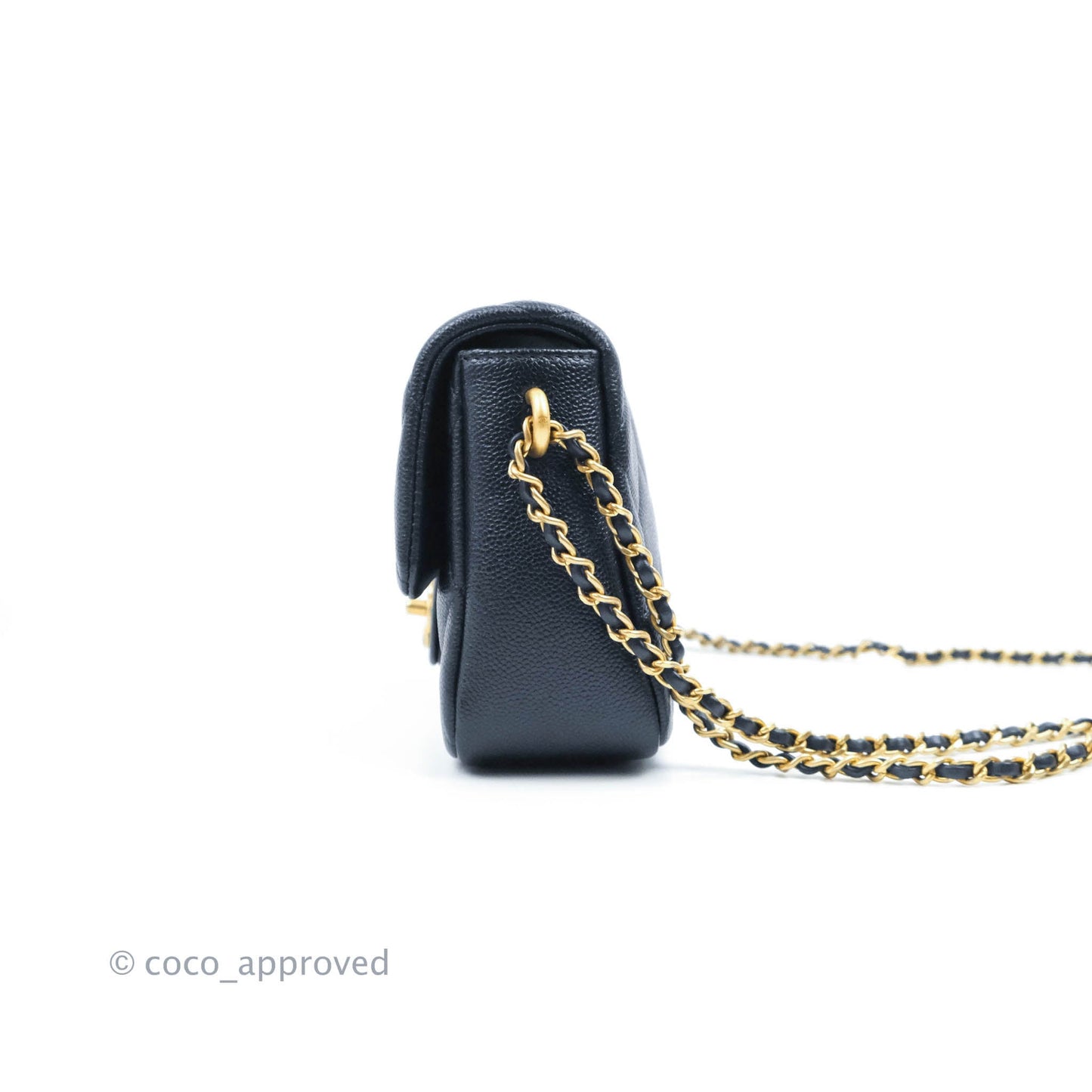 Chanel Quilted My Perfect Mini Iridescent Black Caviar Aged Gold Hardware 21K