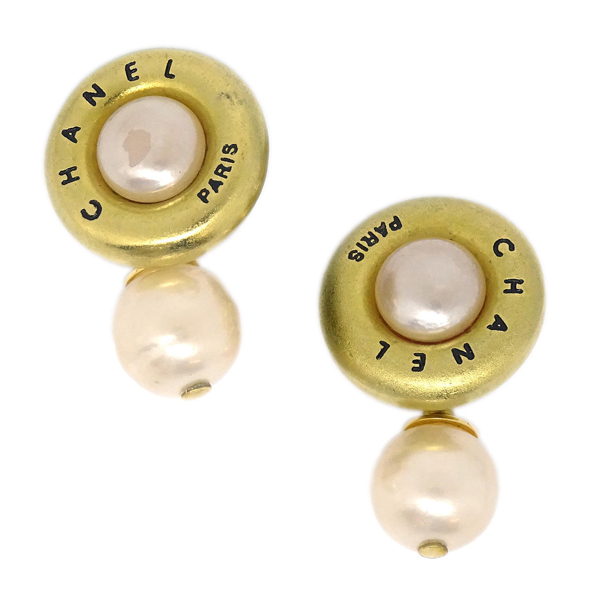 Luxury Chanel Cuffs Button Artificial Pearl Gold 94A Small New