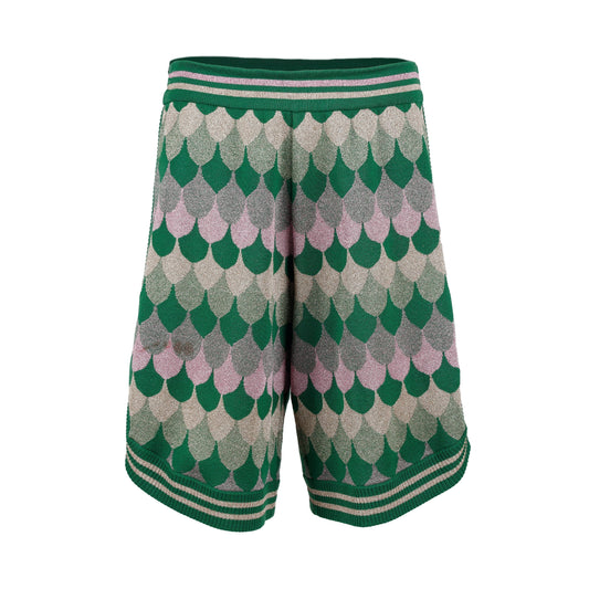 Luxury Gucci Trending 2025 Lamé Wave Jacquard Wool Shorts - '10s