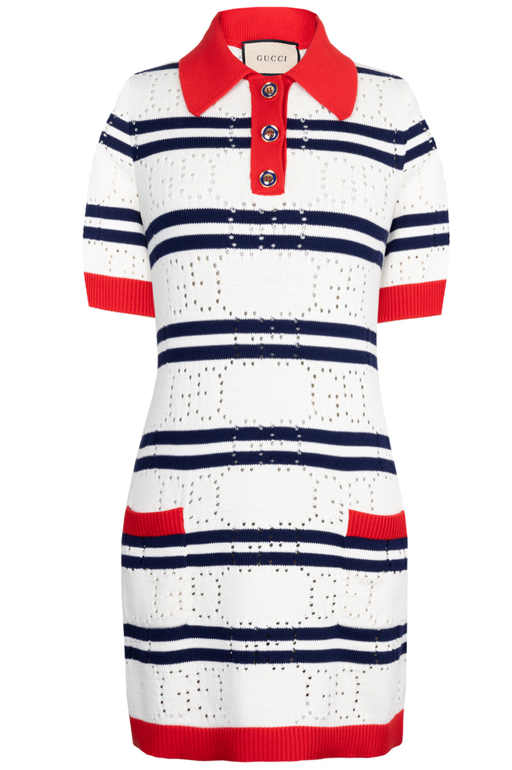 Luxury Gucci Trending 2025 Striped Knit Dress Red Blue