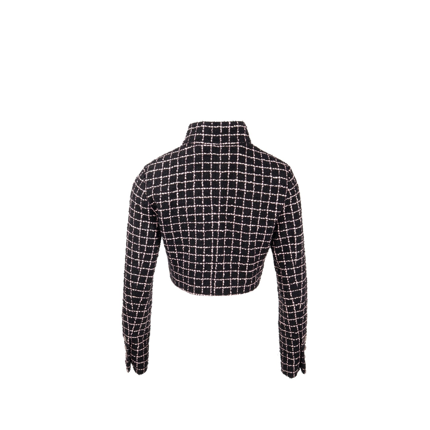 Chanel 23K Size 36 Tweed Jacket Camellia Gripoix Buttons Wool Black / Pink