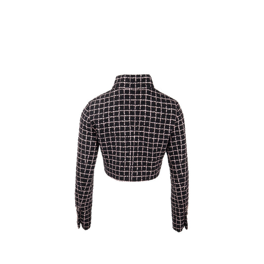 Chanel 23K Size 36 Tweed Jacket Camellia Gripoix Buttons Wool Black / Pink