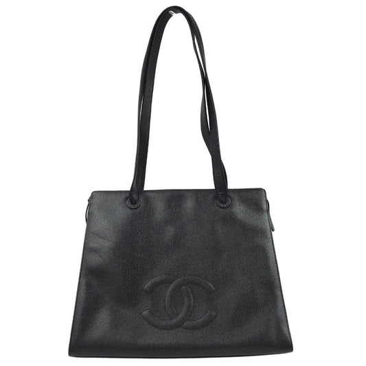 Luxury Chanel 1997-1999 Black Caviar Shoulder Tote Bag