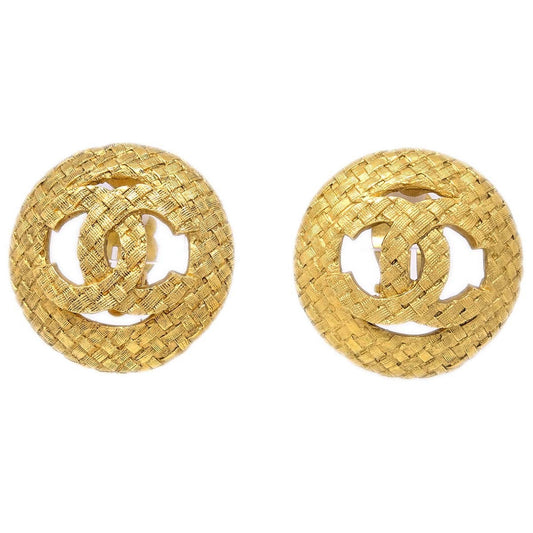 Luxury Chanel Button Quilted Earrings Gold Clip-On 2889/29