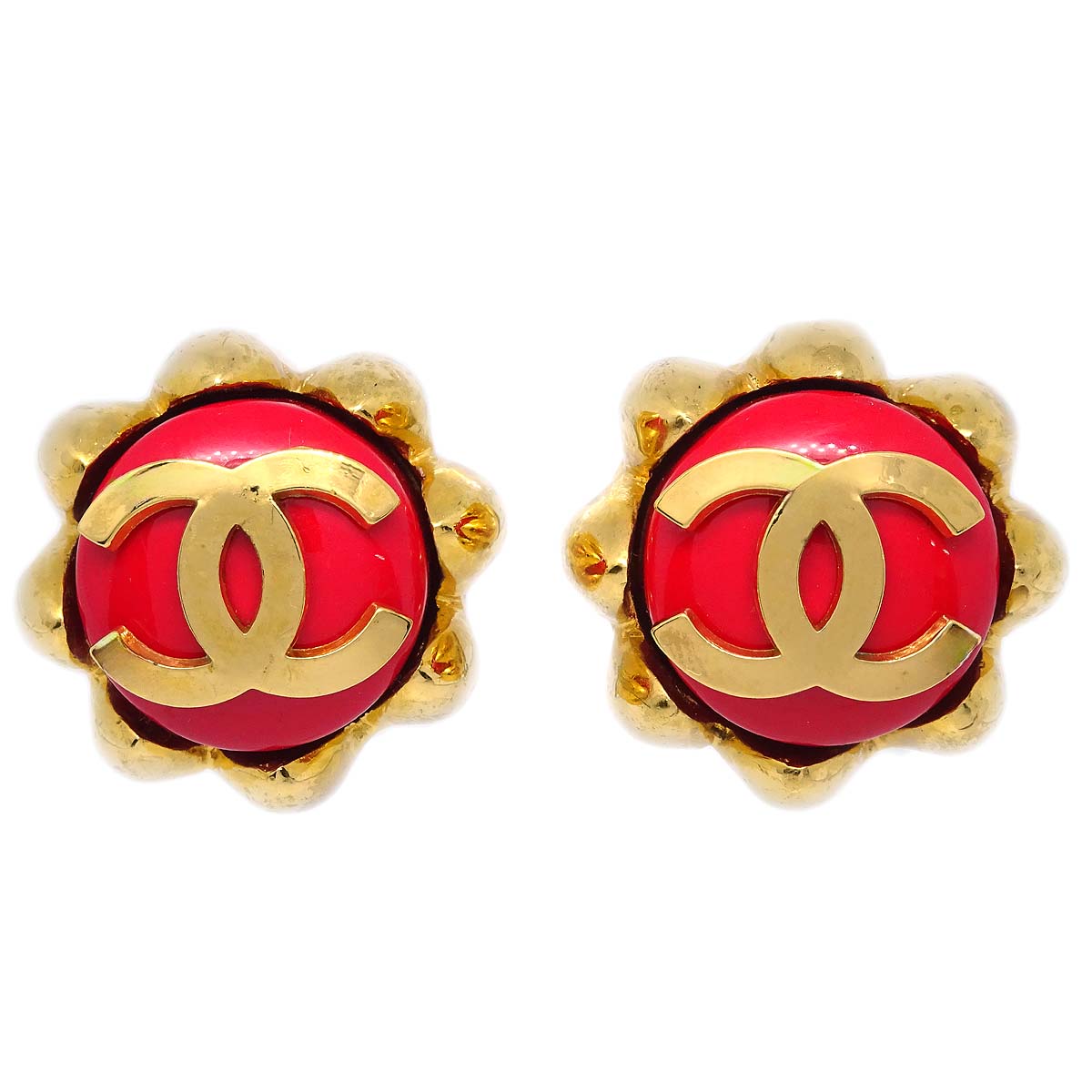 Luxury Chanel Button Earrings Gold Clip-On 29