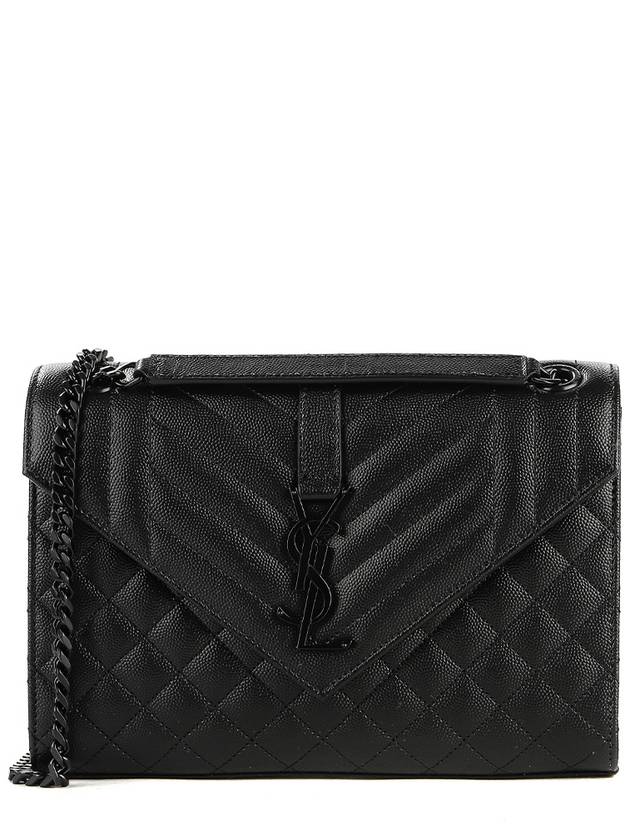 Luxury Saint Laurent Monogram Envelope Medium Shoulder Bag Black