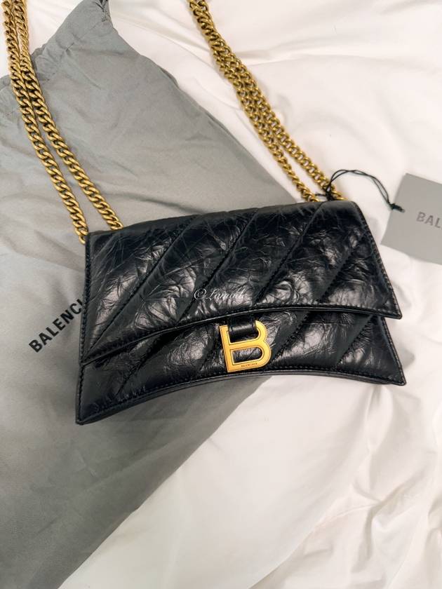 Luxury Balenciaga Crush XS Chain Quilted Shoulder Bag Black
