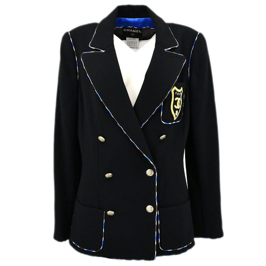 Luxury Chanel Cruise 2005 emblem patch double-breasted blazer #40