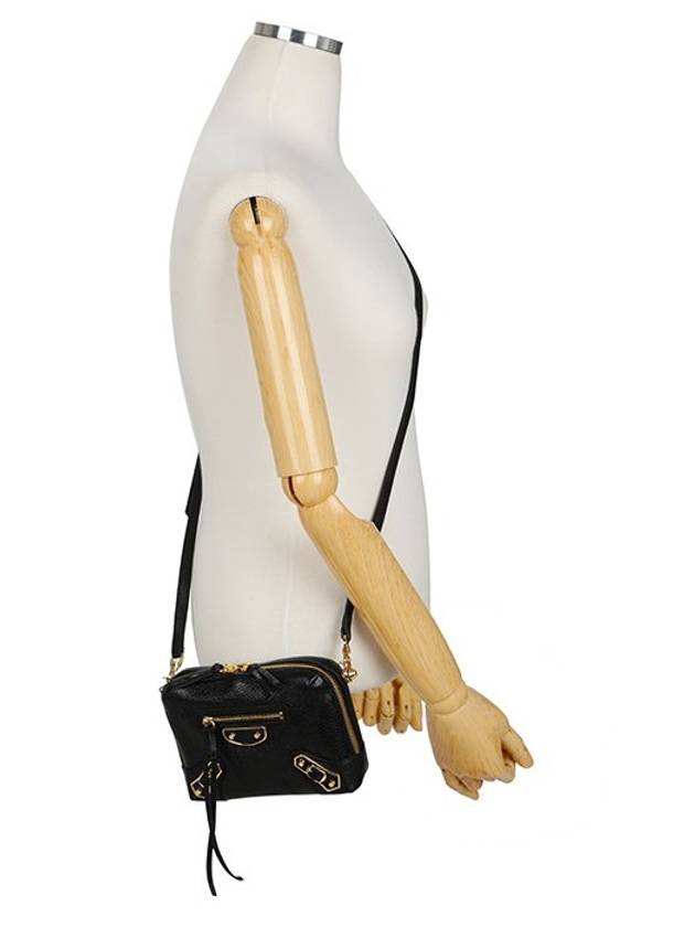 Luxury Balenciaga Metal Reporter Mini Cross Bag Black