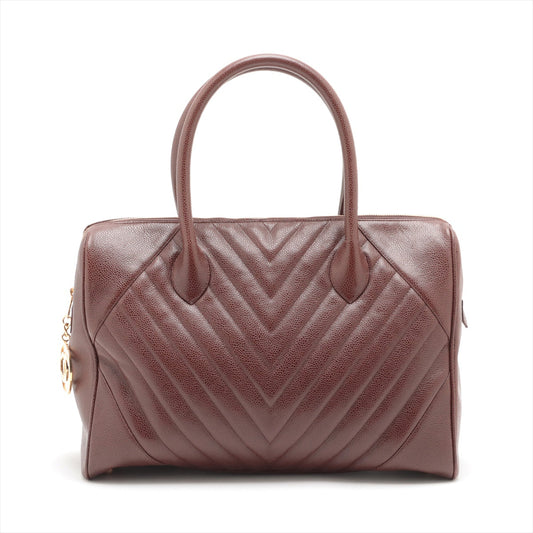 Chanel V Stitch Caviar S Tote Bag Brown G  1st