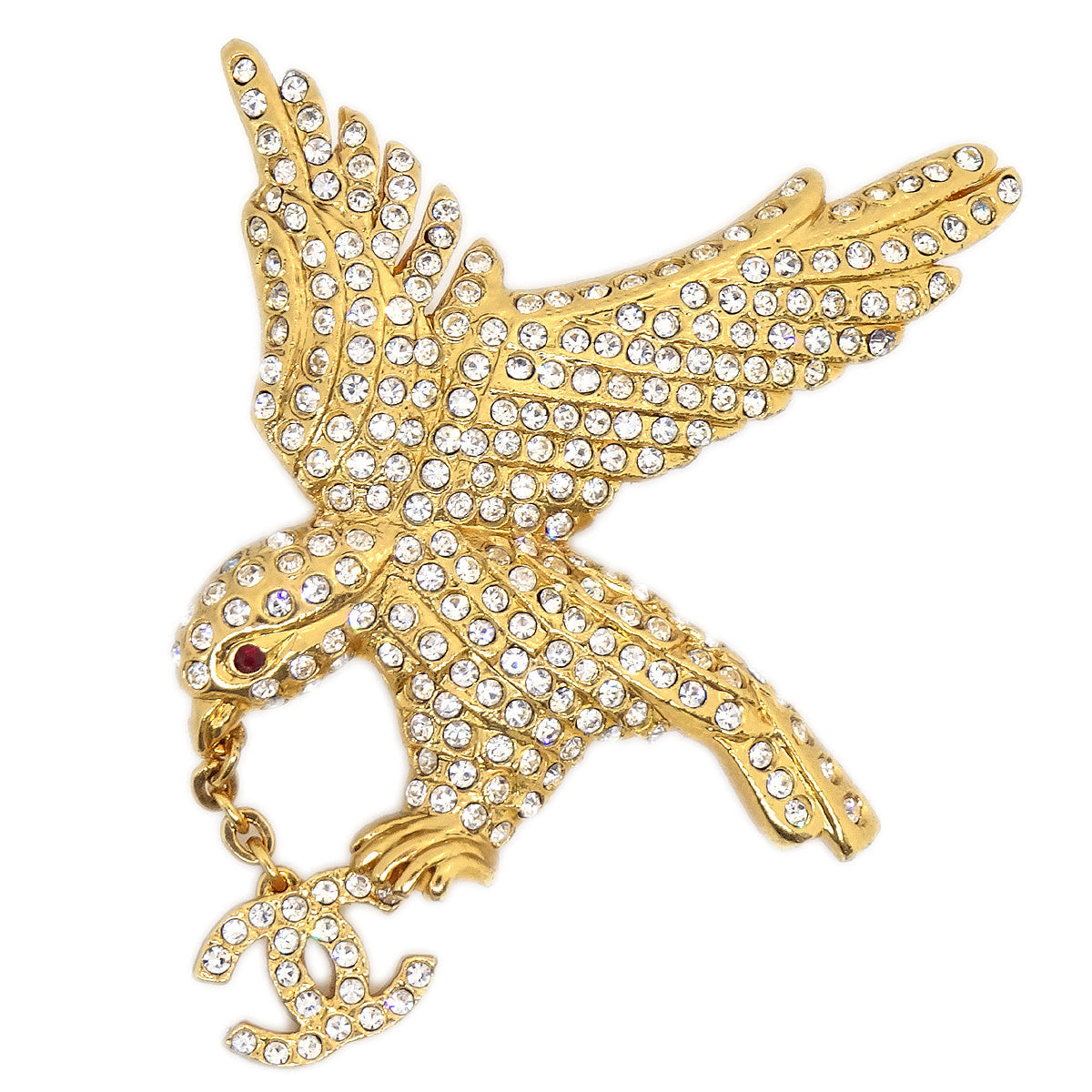 Luxury Chanel 2001 Eagle Crystal Brooch Pin