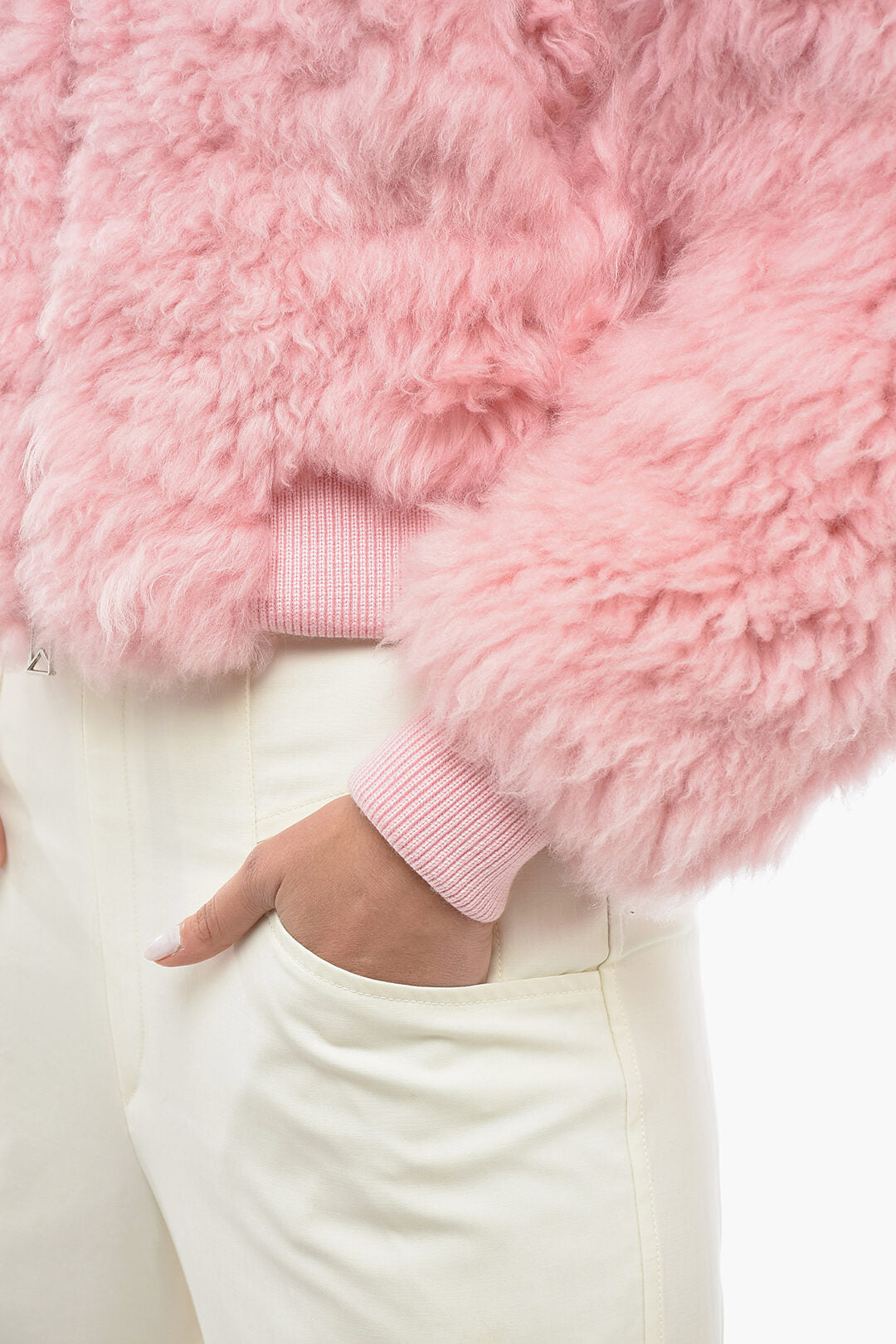 Luxury Bottega Veneta Lamb Fur Cropped Jacket
