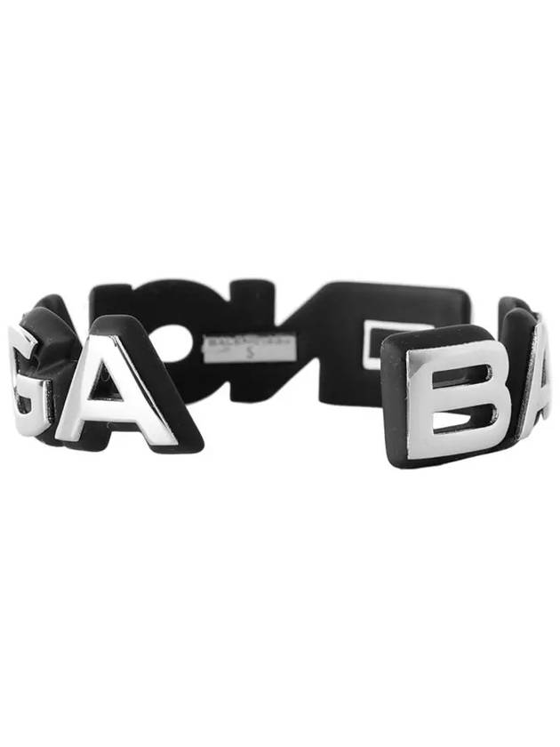 Luxury Balenciaga Metal Logo Bangle Bracelet Silver