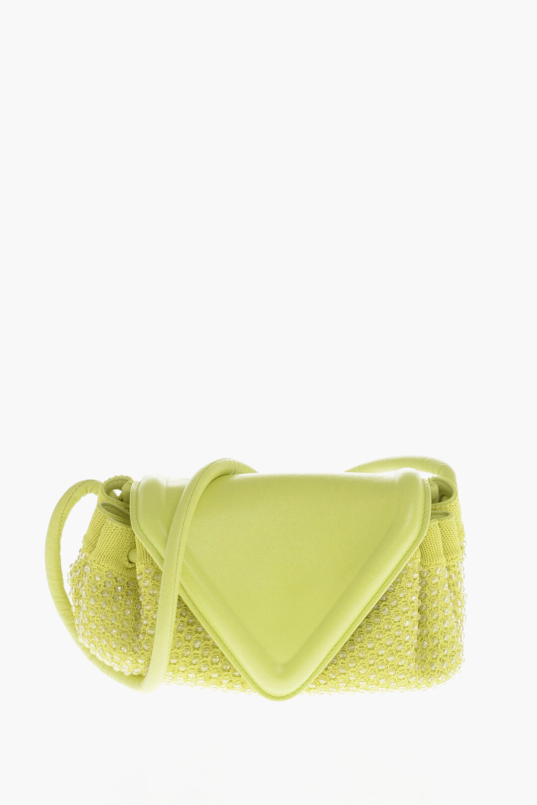 Luxury Bottega Veneta Leather Beak Bag With Rhinestone Application