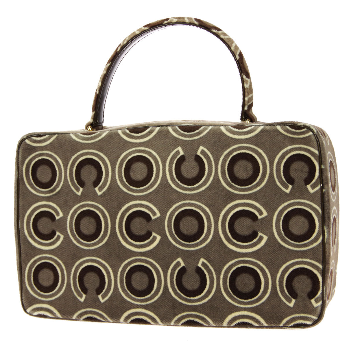 Luxury Chanel 2001 COCO Handbag Gray Velvet