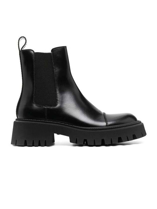 Luxury Balenciaga Tractor Leather Chelsea Boots Black