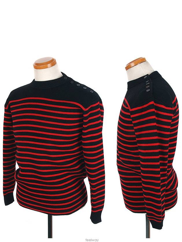 Luxury Saint Laurent Striped Ranaul Knit Top Black Red