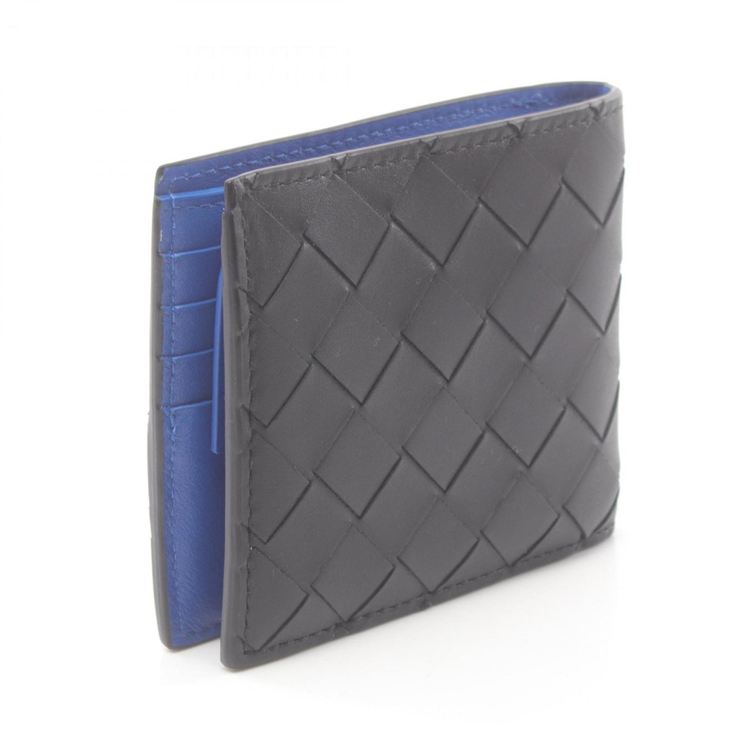 Luxury Bottega Veneta Intrecciato  blue Leather Wallet (Bi-Fold)