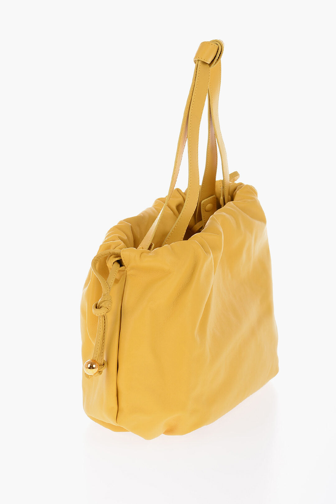 Luxury Bottega Veneta Leather Bulb Shoulder Bag With Golden Details