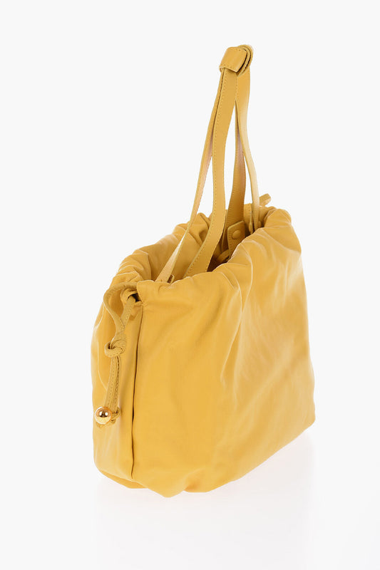 Luxury Bottega Veneta Leather Bulb Shoulder Bag With Golden Details