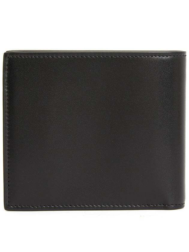 Luxury Saint Laurent Logo Smooth Leather Half Wallet Black