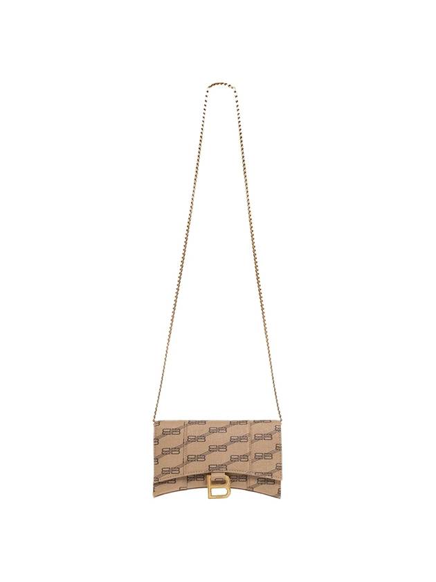 Luxury Balenciaga Hourglass BB Monogram Chain Long Wallet Brown
