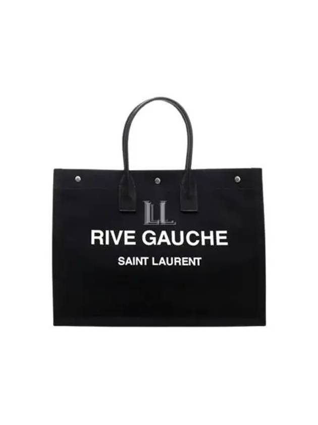 Luxury Saint Laurent Rive Gauche Cotton Canvas Tote Bag Black
