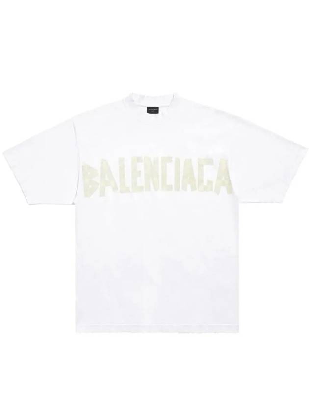 Luxury Balenciaga Tape Type Logo Medium Fit Short Sleeve T-Shirt White