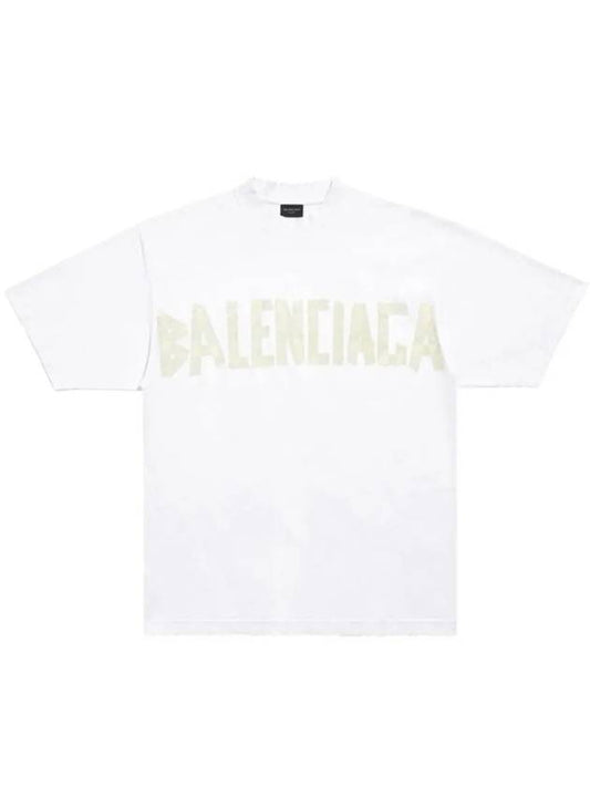 Luxury Balenciaga Tape Type Logo Medium Fit Short Sleeve T-Shirt White