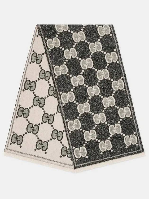 Luxury Gucci Trending 2025 GG Two-Tone Wool Jacquard Scarf Black