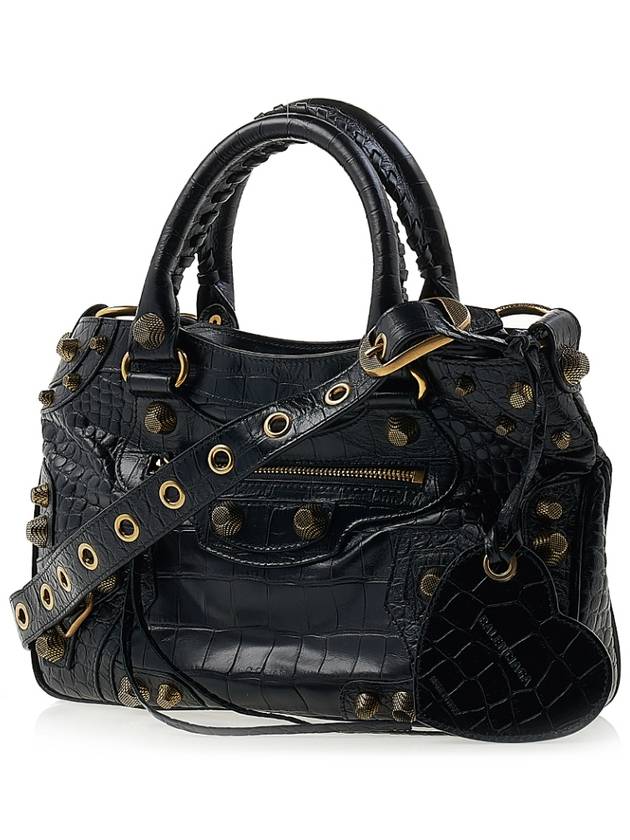 Luxury Balenciaga Neo Cagole Medium Leather Tote Bag Black