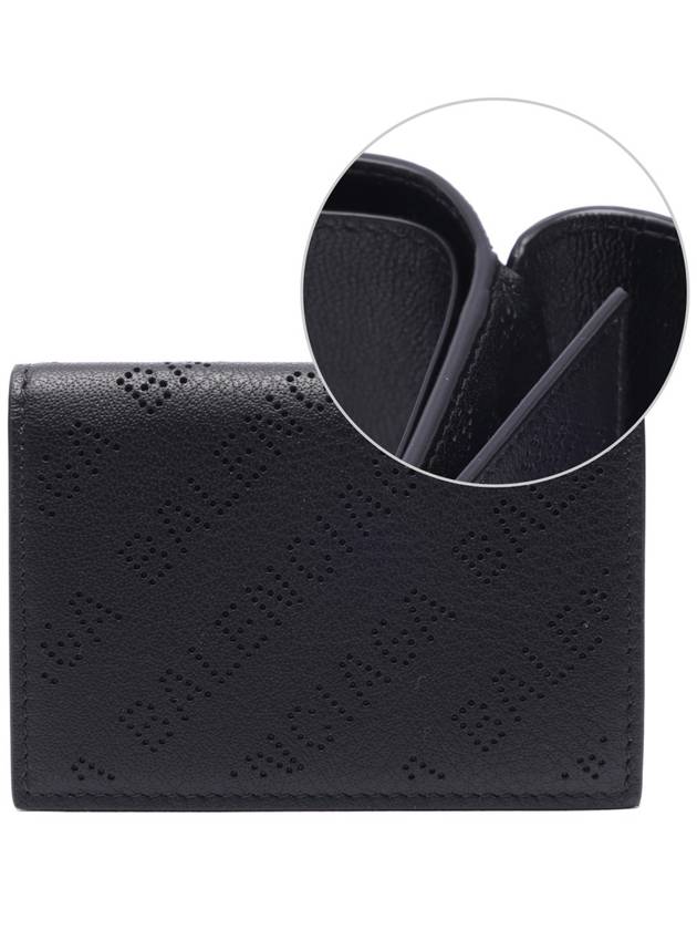 Luxury Balenciaga Logo Perforated Half Wallet Black