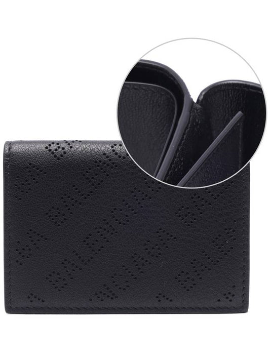 Luxury Balenciaga Logo Perforated Half Wallet Black
