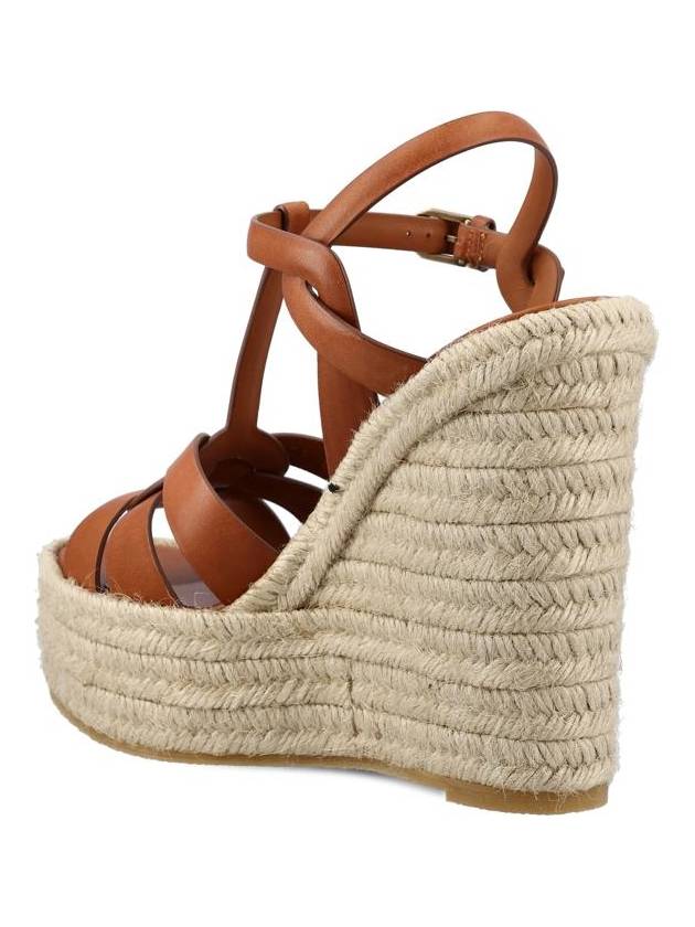 Luxury Saint Laurent Tribute Espadrille Wedge Heel Brown