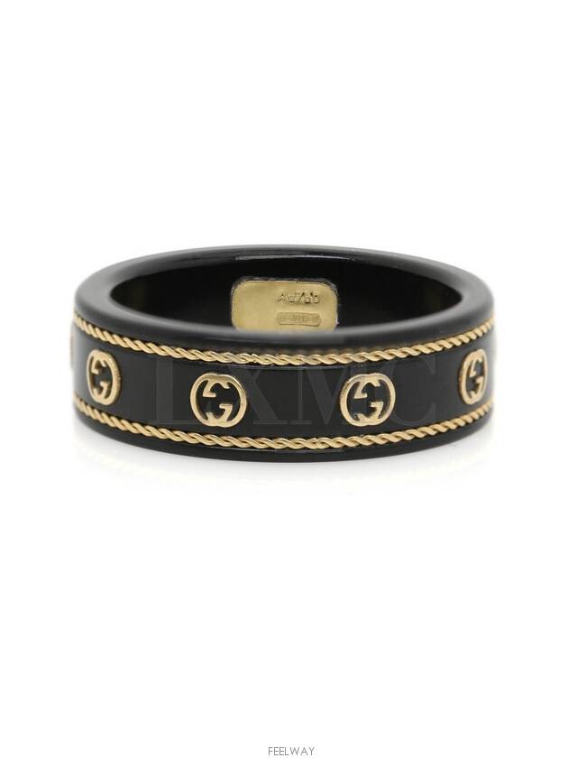 Luxury Gucci Trending 2025 Icon Yellow Gold Black Interlocking G Ring 606826