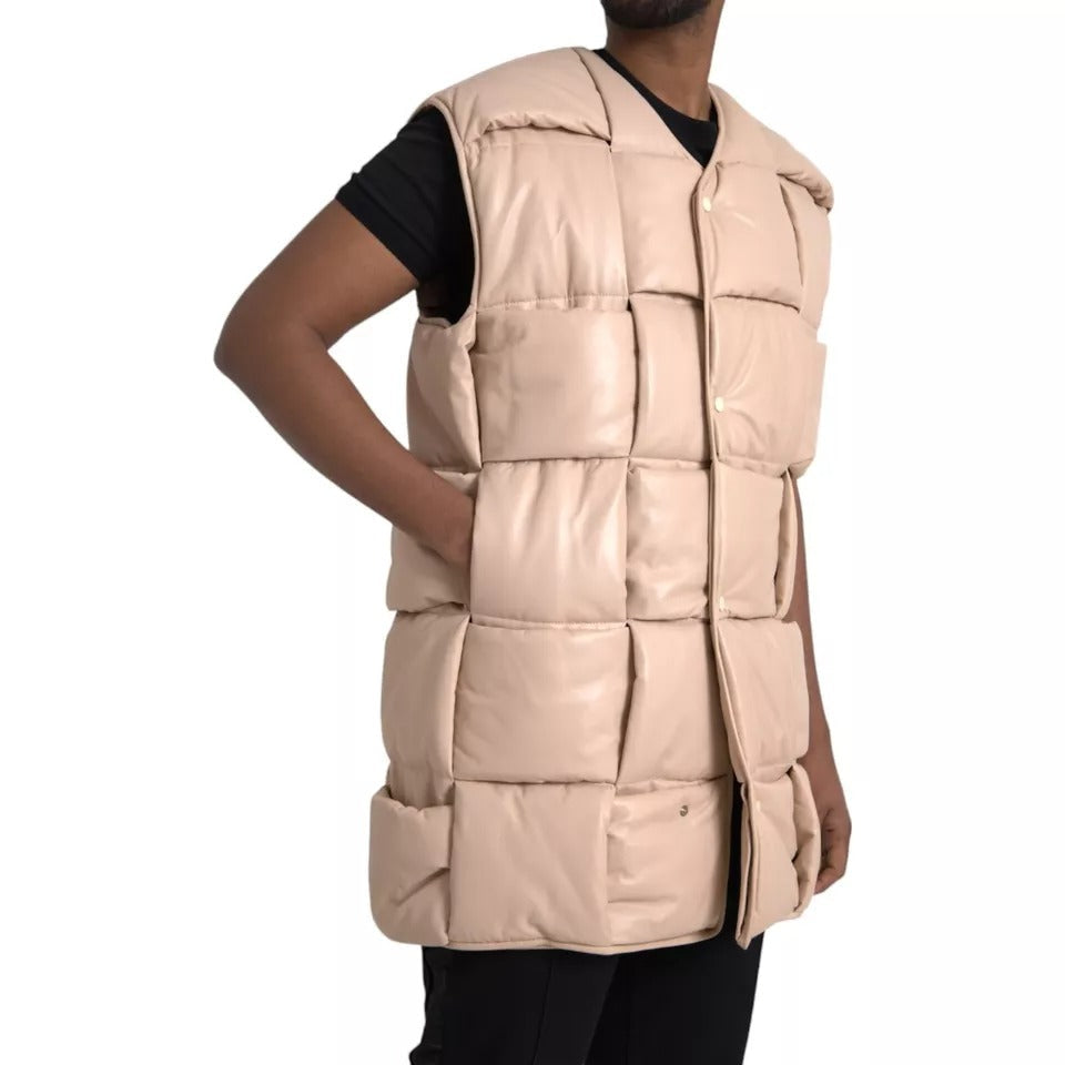 Luxury Bottega Veneta  Quilted Sleeveless Calf Leather Men's Jacket
